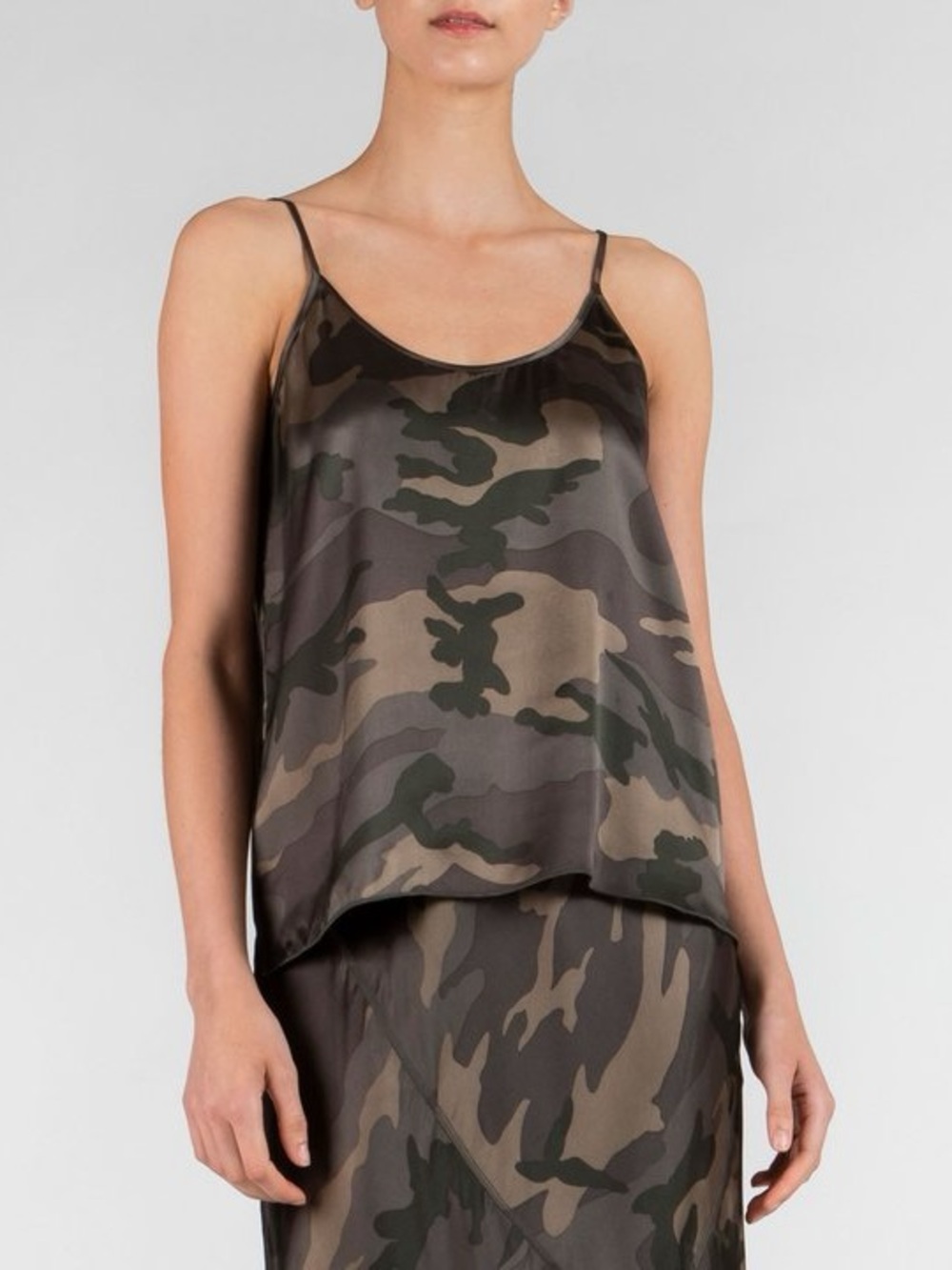 ATM Anthony Thomas Melillo 100% Silk Camouflage Camisole in Jungle Camo XS